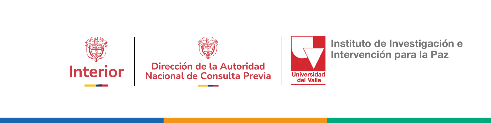 Logos institucionales: Ministerio del Interior — Dirección de la Autoridad Nacional de Consulta Previa — Universidad del Valle, Instituto de Investigación e Intervención para la Paz